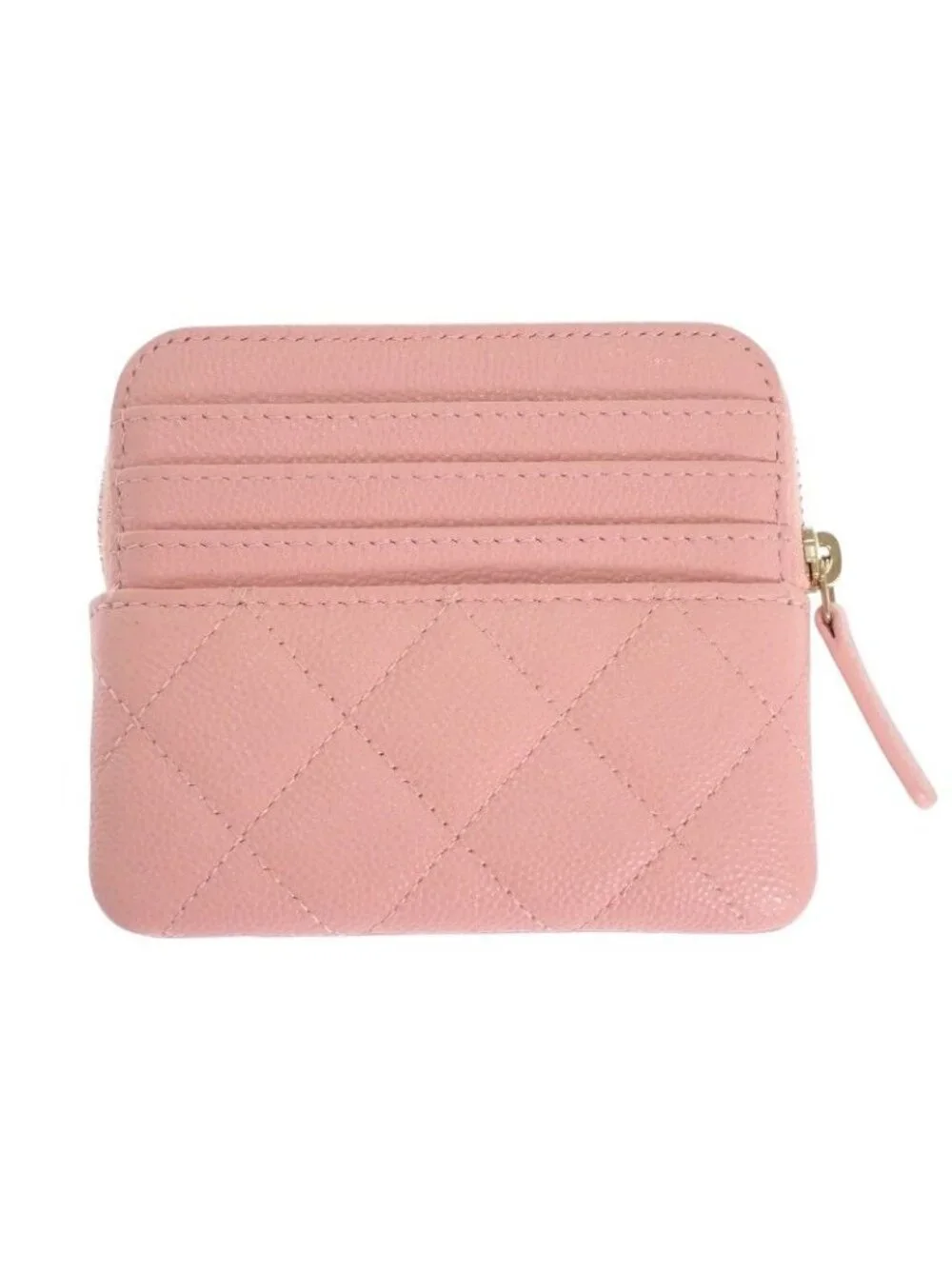 Chanel Classic Zip Coin Purse Mini Wallet Caviar Leather Pink Quilted CC Logo